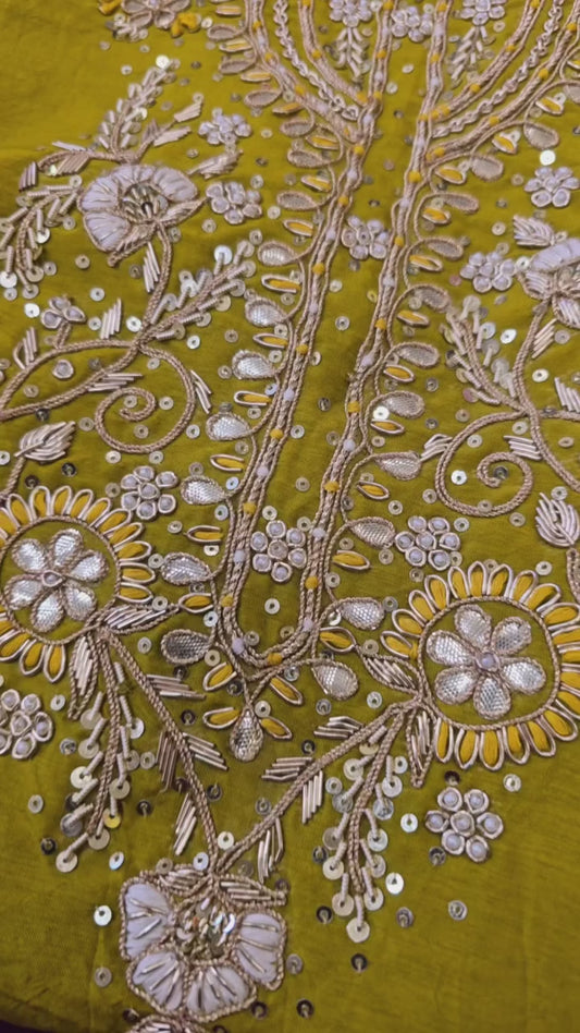 Exclusive Mehandi Green Dress Material with Zardosi Work