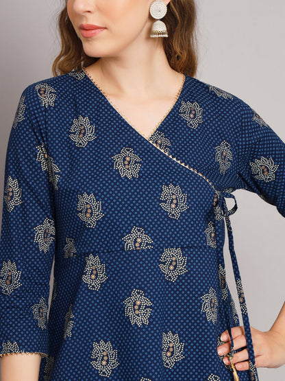 Blue Angrakha Style Co-Ord Set