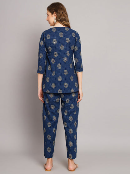 Blue Angrakha Style Co-Ord Set