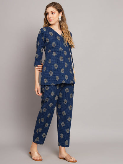 Blue Angrakha Style Co-Ord Set