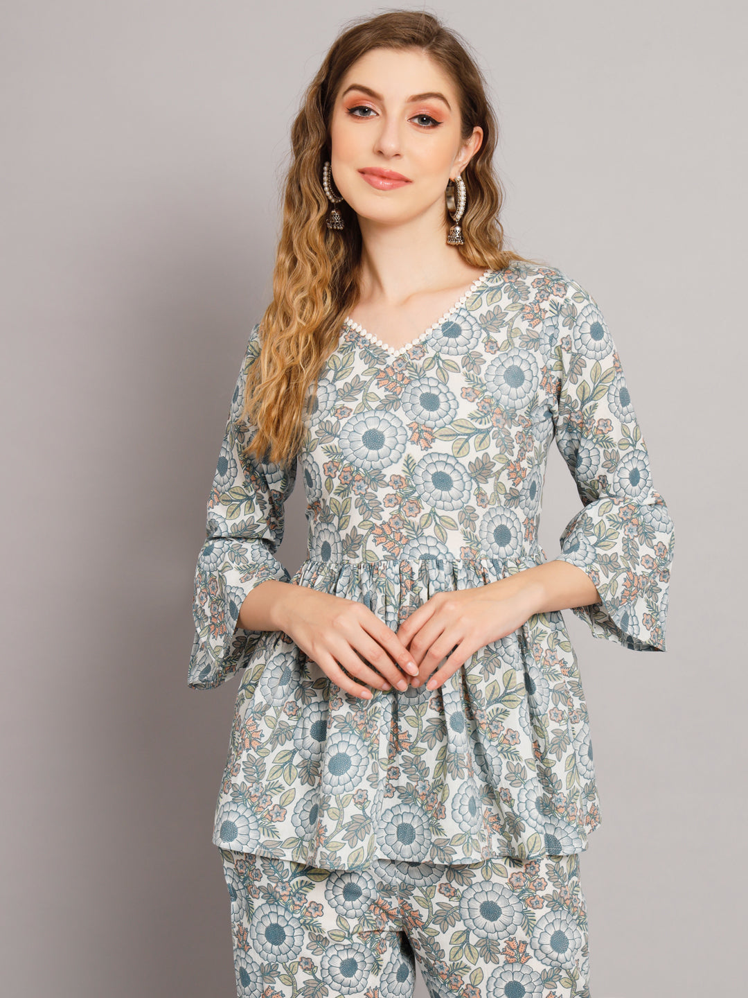 Cream Cotton Print Co-Ord Set