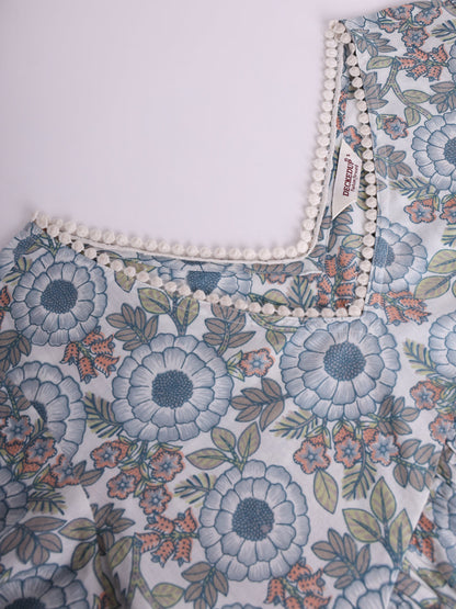 Cream Cotton Print Co-Ord Set