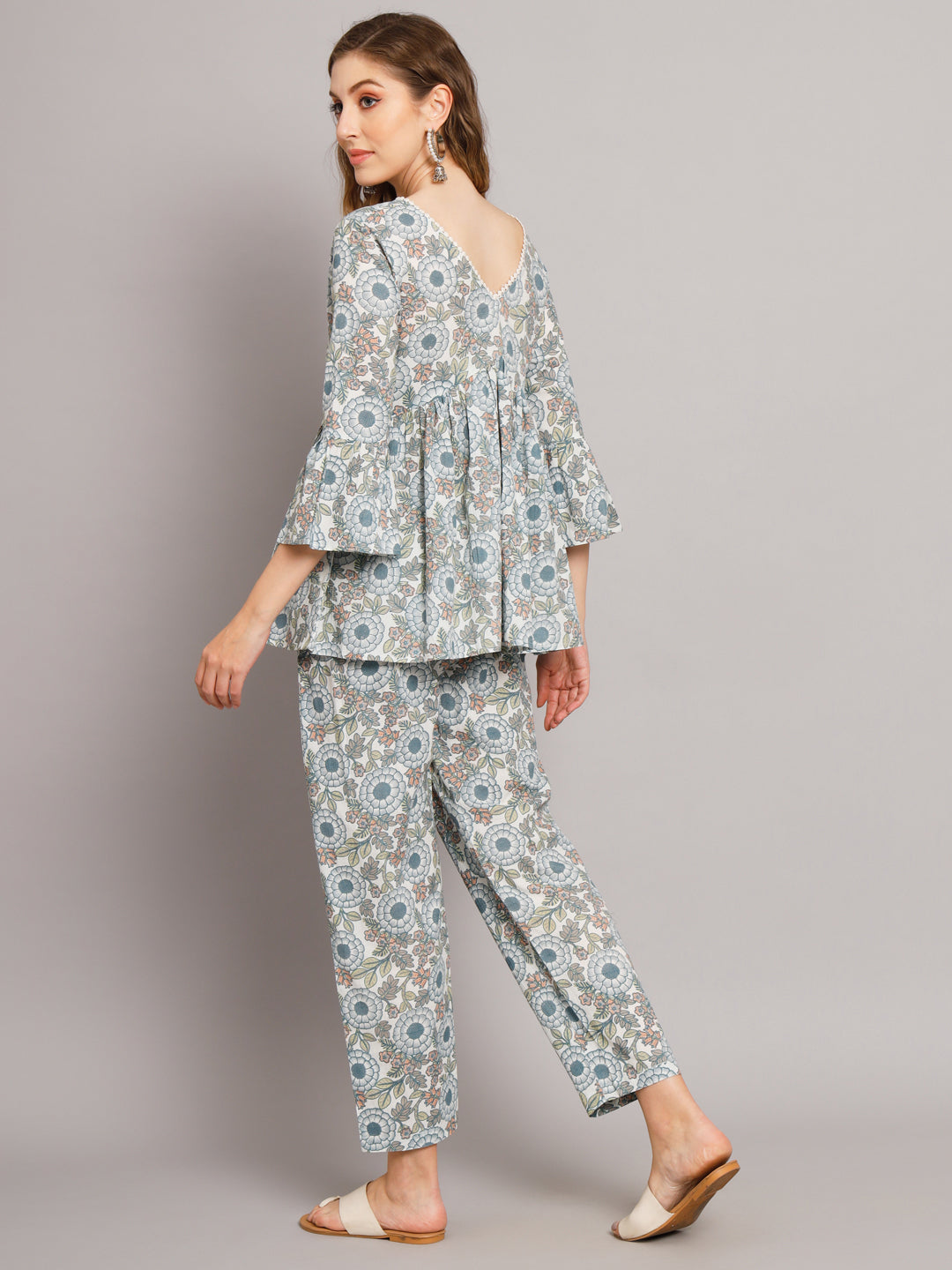 Cream Cotton Print Co-Ord Set