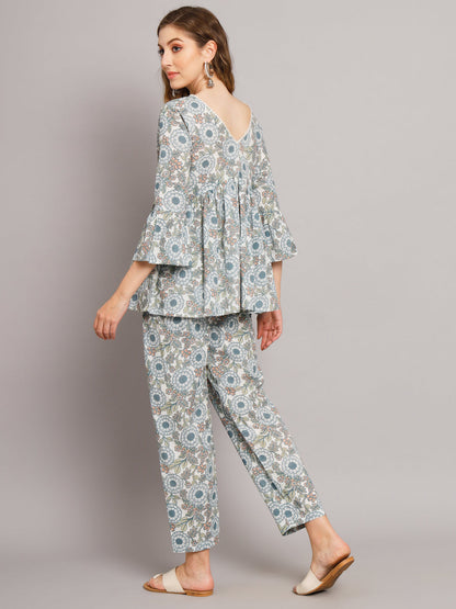 Cream Cotton Print Co-Ord Set