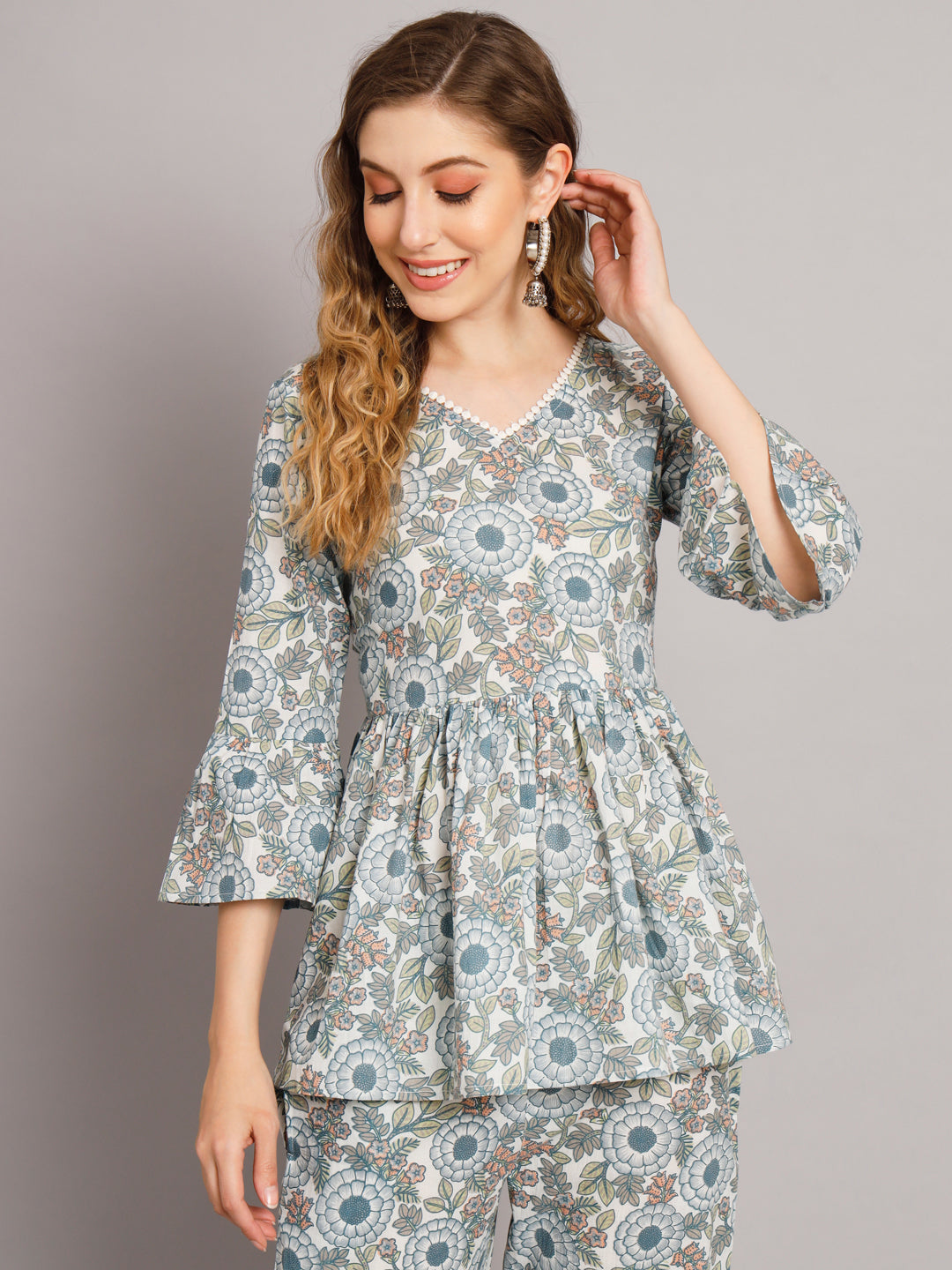 Cream Cotton Print Co-Ord Set