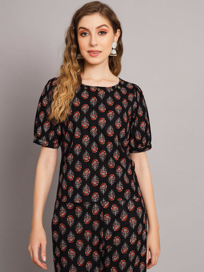 Black Ethnic Motif Co-Ord Set